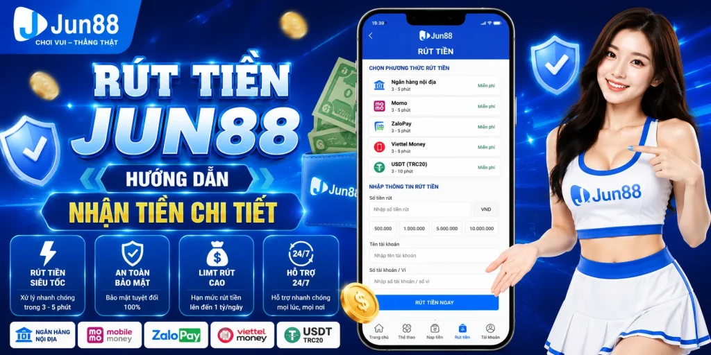 Rút Tiền JUN88 – Hướng Dẫn Nhận Tiền Chi Tiết